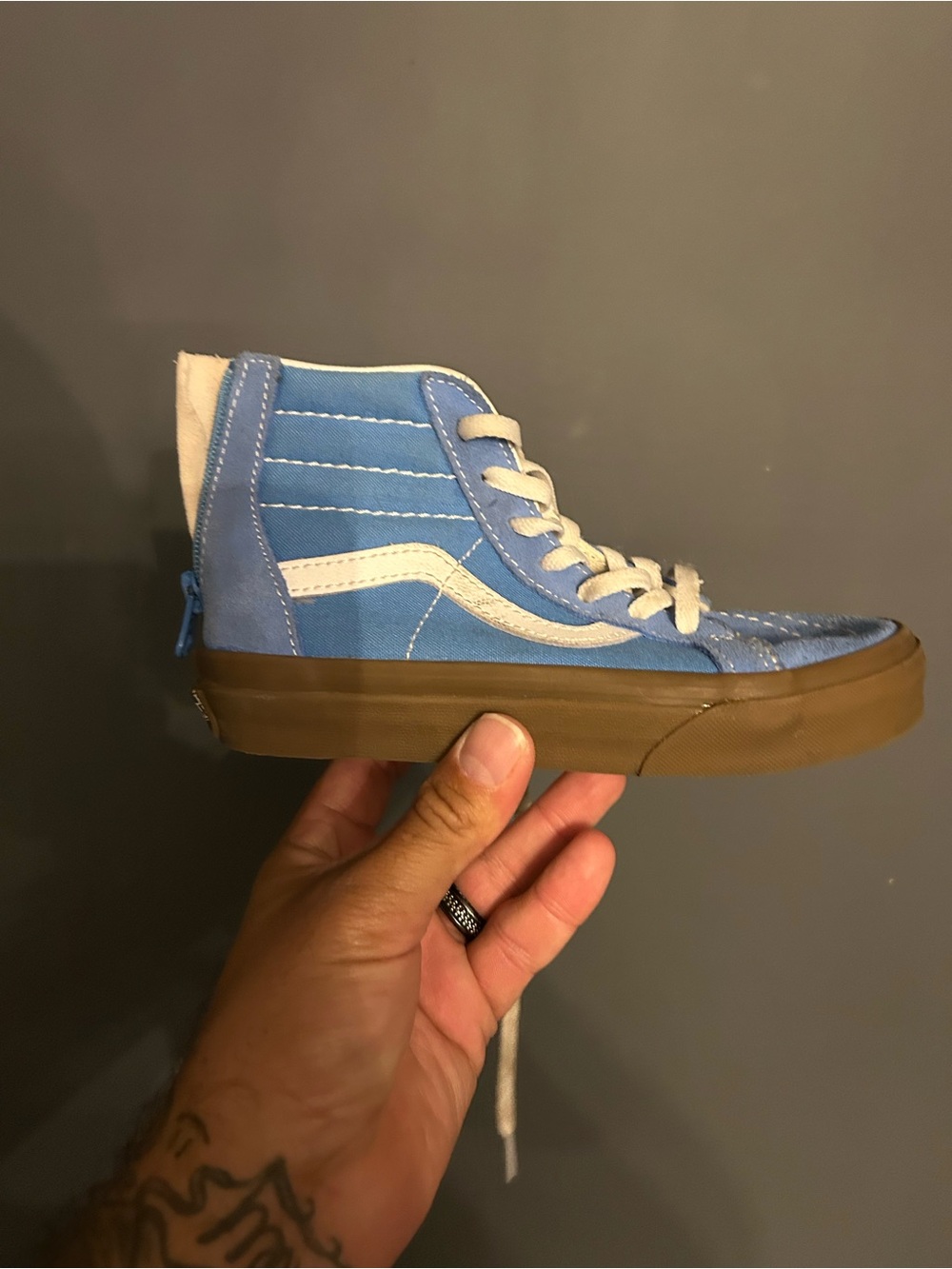 Vans Kids Sk8-Hi Zip Light Blue High-Top Sneakers - sz 13c